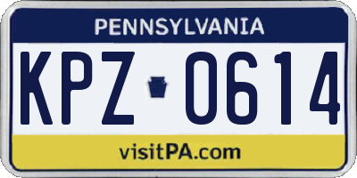 PA license plate KPZ0614