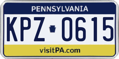 PA license plate KPZ0615