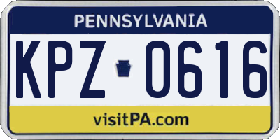 PA license plate KPZ0616