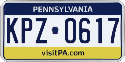 PA license plate KPZ0617