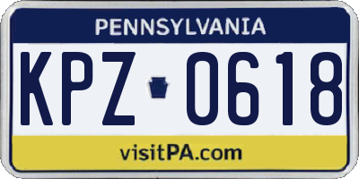 PA license plate KPZ0618