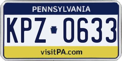 PA license plate KPZ0633