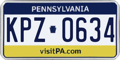 PA license plate KPZ0634