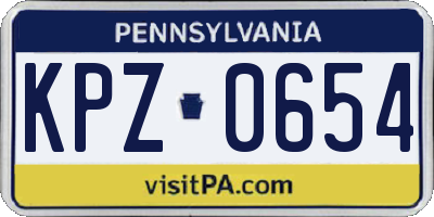 PA license plate KPZ0654