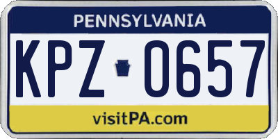 PA license plate KPZ0657