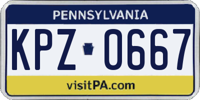 PA license plate KPZ0667