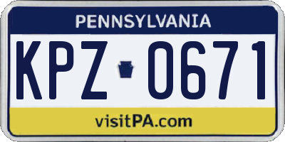 PA license plate KPZ0671