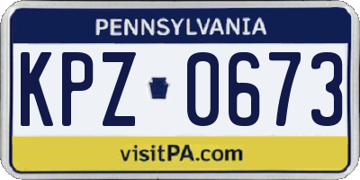 PA license plate KPZ0673