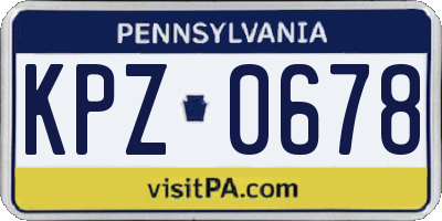 PA license plate KPZ0678