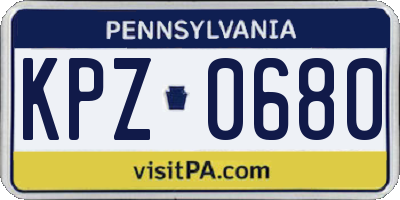 PA license plate KPZ0680