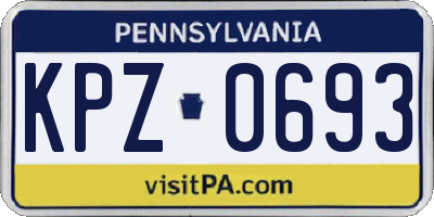 PA license plate KPZ0693