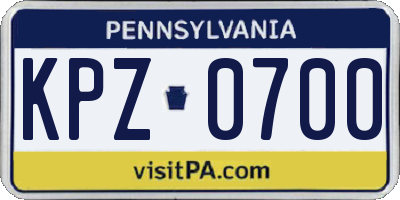 PA license plate KPZ0700