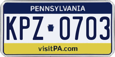 PA license plate KPZ0703