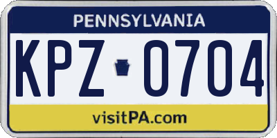 PA license plate KPZ0704