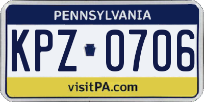 PA license plate KPZ0706