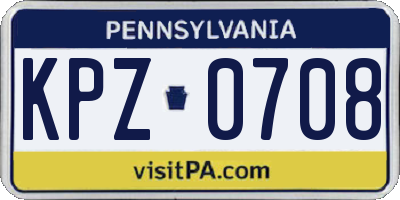 PA license plate KPZ0708
