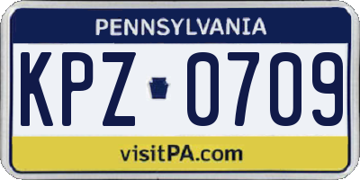 PA license plate KPZ0709