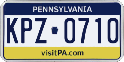 PA license plate KPZ0710