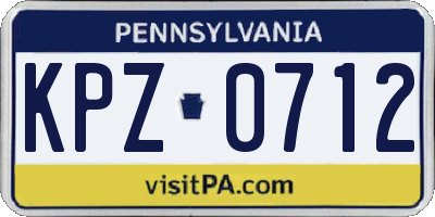 PA license plate KPZ0712