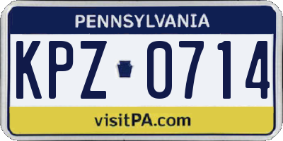 PA license plate KPZ0714