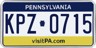 PA license plate KPZ0715