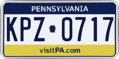 PA license plate KPZ0717