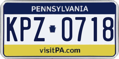 PA license plate KPZ0718