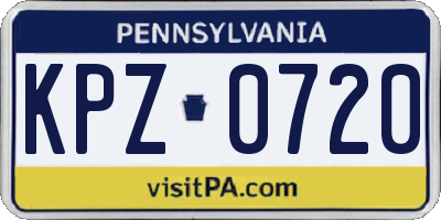PA license plate KPZ0720