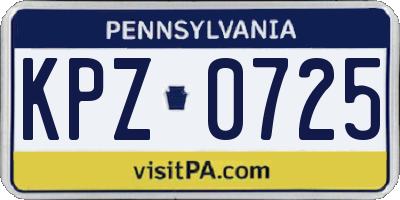 PA license plate KPZ0725