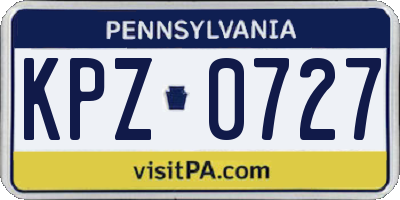 PA license plate KPZ0727