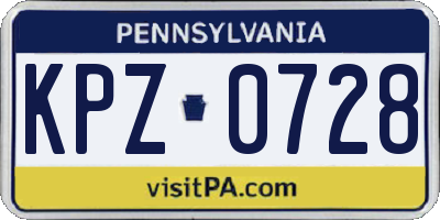 PA license plate KPZ0728