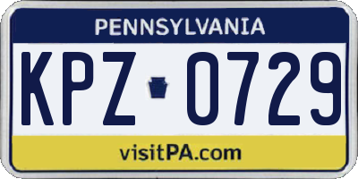PA license plate KPZ0729