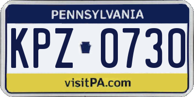 PA license plate KPZ0730