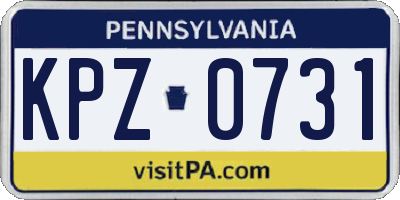 PA license plate KPZ0731