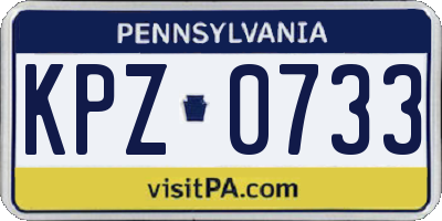 PA license plate KPZ0733