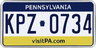 PA license plate KPZ0734