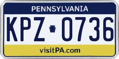 PA license plate KPZ0736