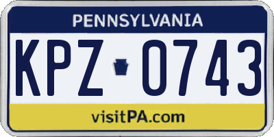 PA license plate KPZ0743