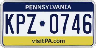 PA license plate KPZ0746