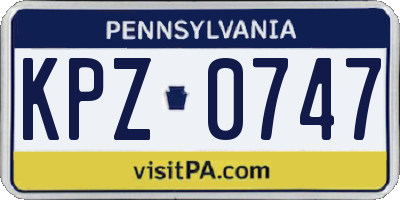 PA license plate KPZ0747