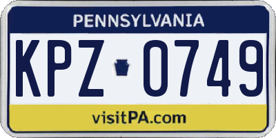 PA license plate KPZ0749