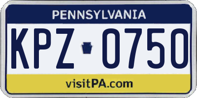 PA license plate KPZ0750