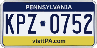 PA license plate KPZ0752