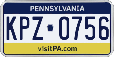 PA license plate KPZ0756