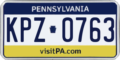 PA license plate KPZ0763