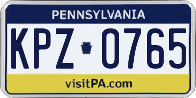 PA license plate KPZ0765