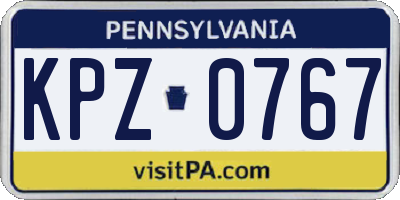 PA license plate KPZ0767