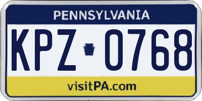 PA license plate KPZ0768