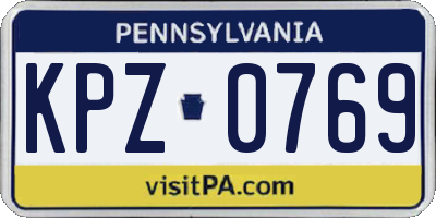 PA license plate KPZ0769