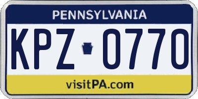 PA license plate KPZ0770